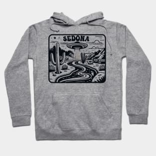 Vintage Retro Sedona UFO Art - Nostalgic Extraterrestrial Illustration Hoodie